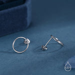 Sterling Silver Minimalist Open Circle Stud Earrings in Sterling Silver - Silver, Gold or Rose Gold Finish, Minimalist Geometric Design