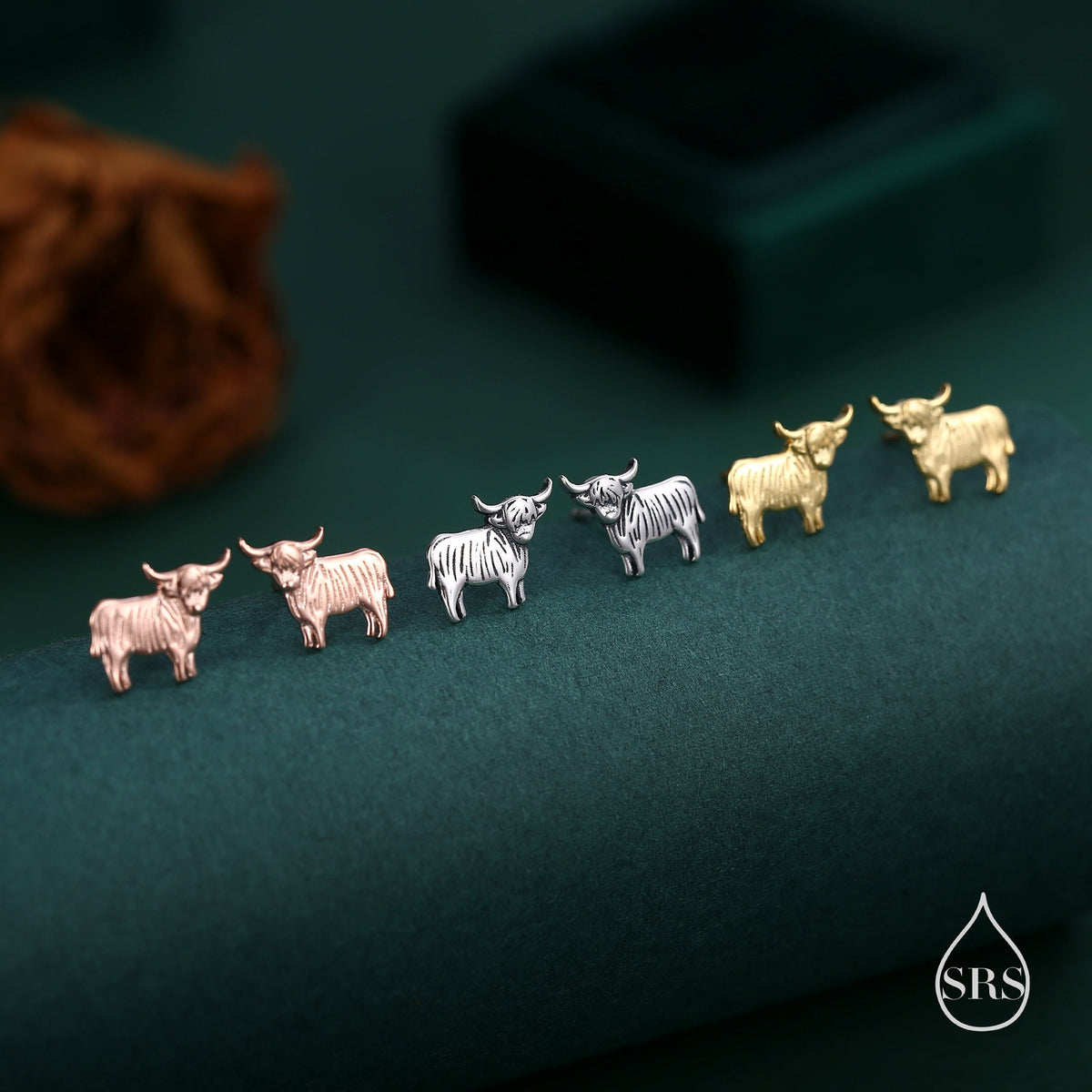 Small Highland Cow Stud Earrings