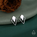 Art Deco Inspired Small Rhombus Stud Earrings in Sterling Silver, Silver or Gold or Rose Gold, Tiny and Delicate Triangle Rhombus Earrings