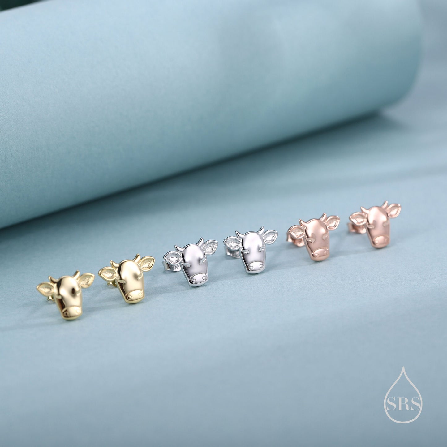 Bull Stud Earrings in Sterling Silver - Cute Farm Animal Stud Earrings  - Cute Cow Stud Earrings