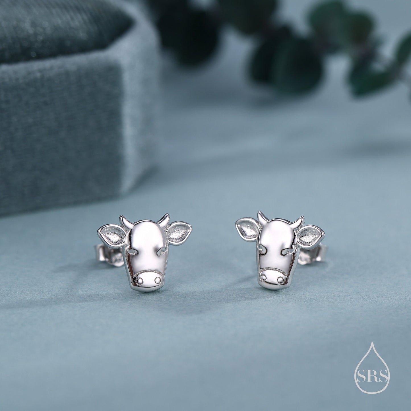 Bull Stud Earrings in Sterling Silver - Cute Farm Animal Stud Earrings  - Cute Cow Stud Earrings