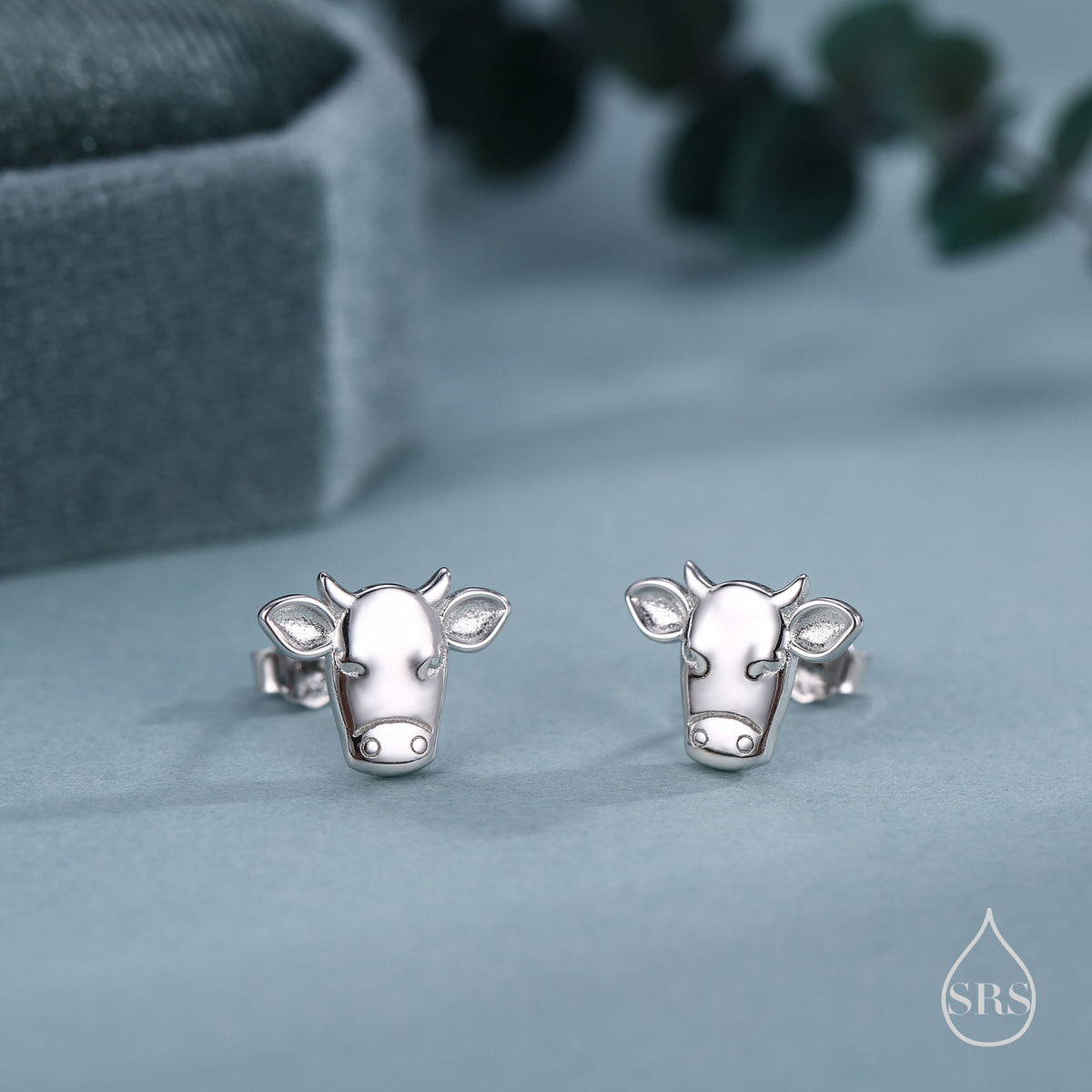 Bull Stud Earrings in Sterling Silver - Cute Farm Animal Stud Earrings - Cute Cow Stud Earrings