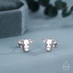Bull Stud Earrings in Sterling Silver - Cute Farm Animal Stud Earrings - Cute Cow Stud Earrings