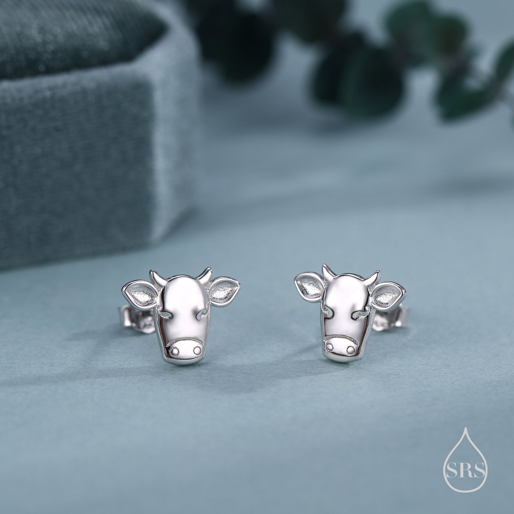 Bull Stud Earrings in Sterling Silver - Cute Farm Animal Stud Earrings - Cute Cow Stud Earrings