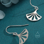 Art Deco Fan Drop Hook Earrings in Sterling Silver, Silver or Gold or Rose Gold, Tiny and Delicate Fan Earrings, Art Deco Style
