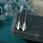Art Deco Inspired Small Rhombus Drop Earrings in Sterling Silver, Silver or Gold or Rose Gold, Delicate Triangle Rhombus Earrings