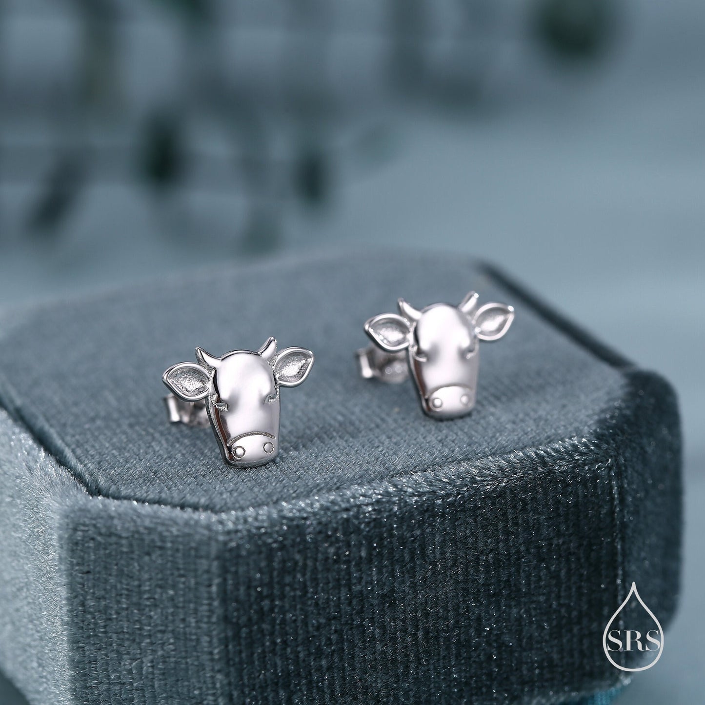 Bull Stud Earrings in Sterling Silver - Cute Farm Animal Stud Earrings  - Cute Cow Stud Earrings