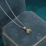 Olive Green CZ Pear Cut Pendant Necklace in Sterling Silver, 7 x 9mm, Green Droplet necklace, Diamond CZ