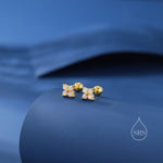 White Opal Hydrangea Screw Back Earrings in Sterling Silver - Gold or Silver - Opal Flower Earrings, Four Fire Opal Stud
