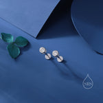 CZ 16G Internally Threaded Flat Back Earrings in Sterling Silver