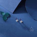 Sapphire Blue CZ 16G Internally Threaded Flat Back Earrings in Sterling Silver