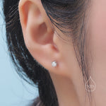 Four Prong CZ 18G Screw Back Earrings in Sterling Silver