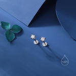 Four Prong 3mm CZ 16G Internally Threaded Flat Back Earrings in Sterling Silver