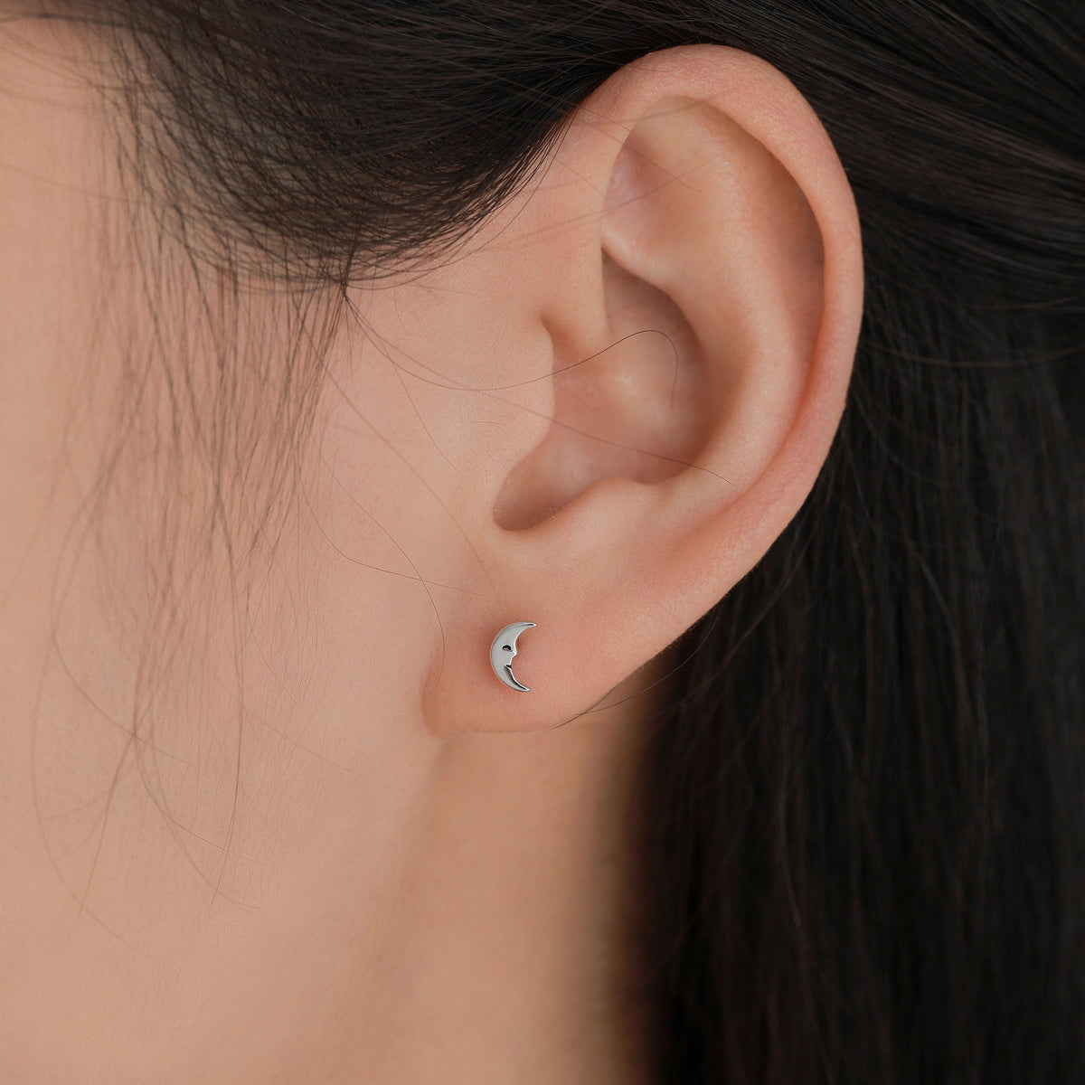 Mismatched Cute Star and Moon Stud Earrings in Sterling Silver, Silver or Gold or Rose Gold, Asymmetric Star and Crescent Moon Earrings