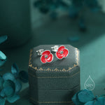 Poppy Flower Stud Earrings in Sterling Silver- Enamel Poppy Earrings - Flower Earrings - Blossom Earrings, August Birthflower