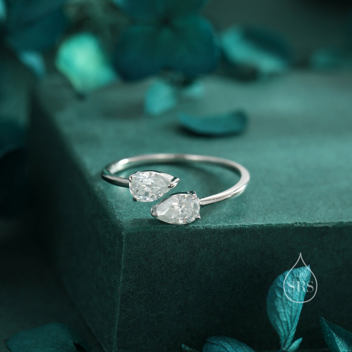 Toi et Moi Pear Cut Moissanite Open Ring