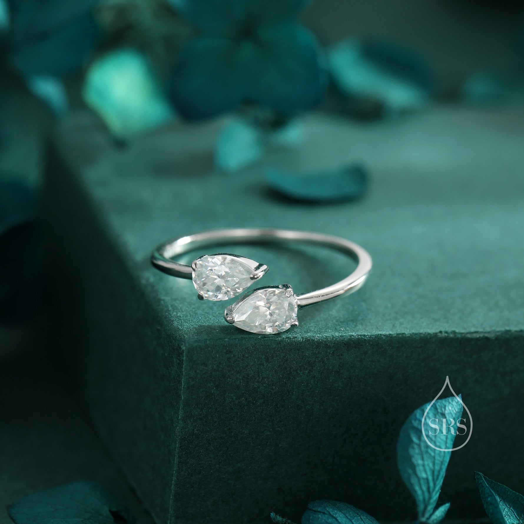Toi et Moi Pear Cut Moissanite Open Ring