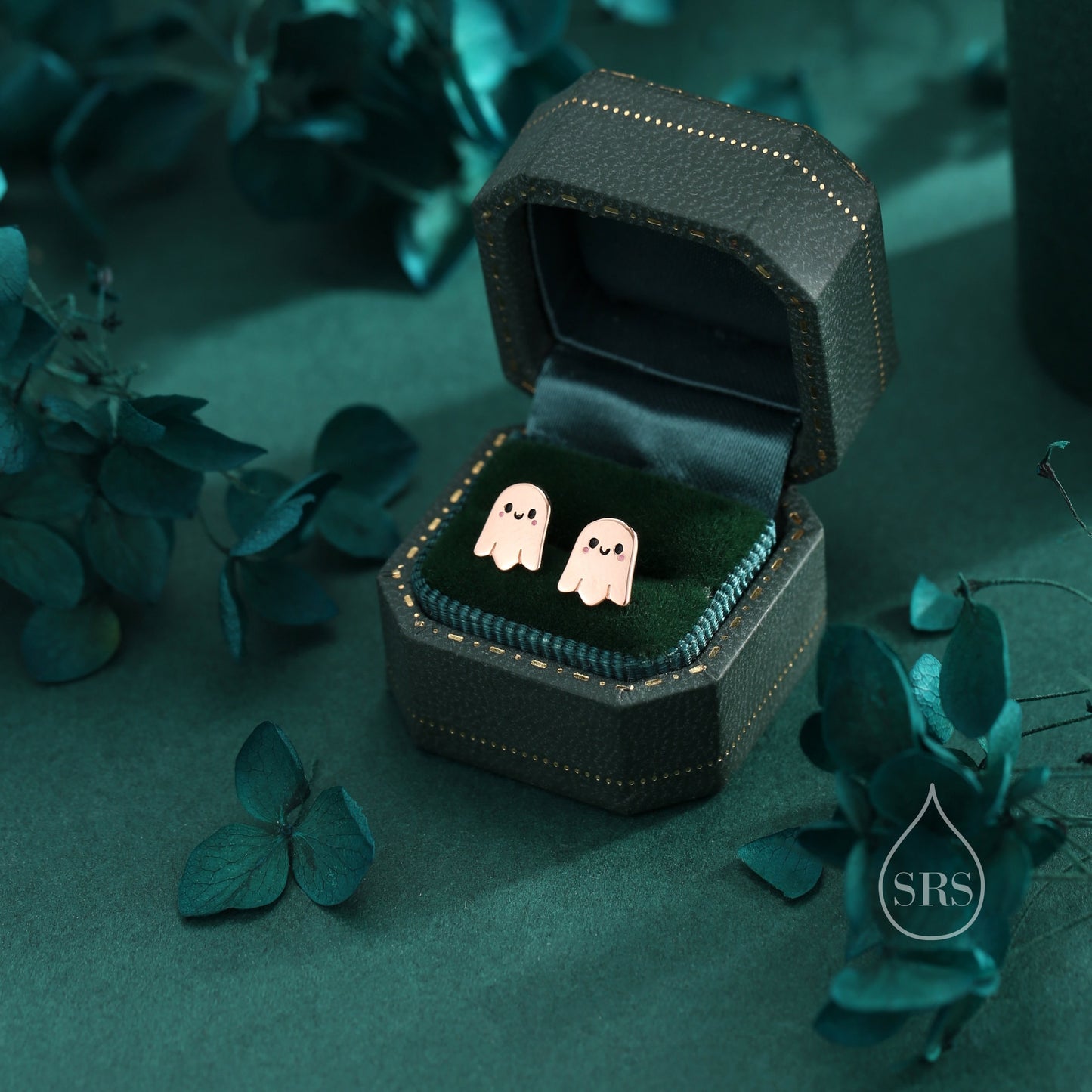 Tiny Little Cute Ghost Stud Earrings in Sterling Silver, Silver or Gold or Rose Gold, Tiny Ghost Earrings