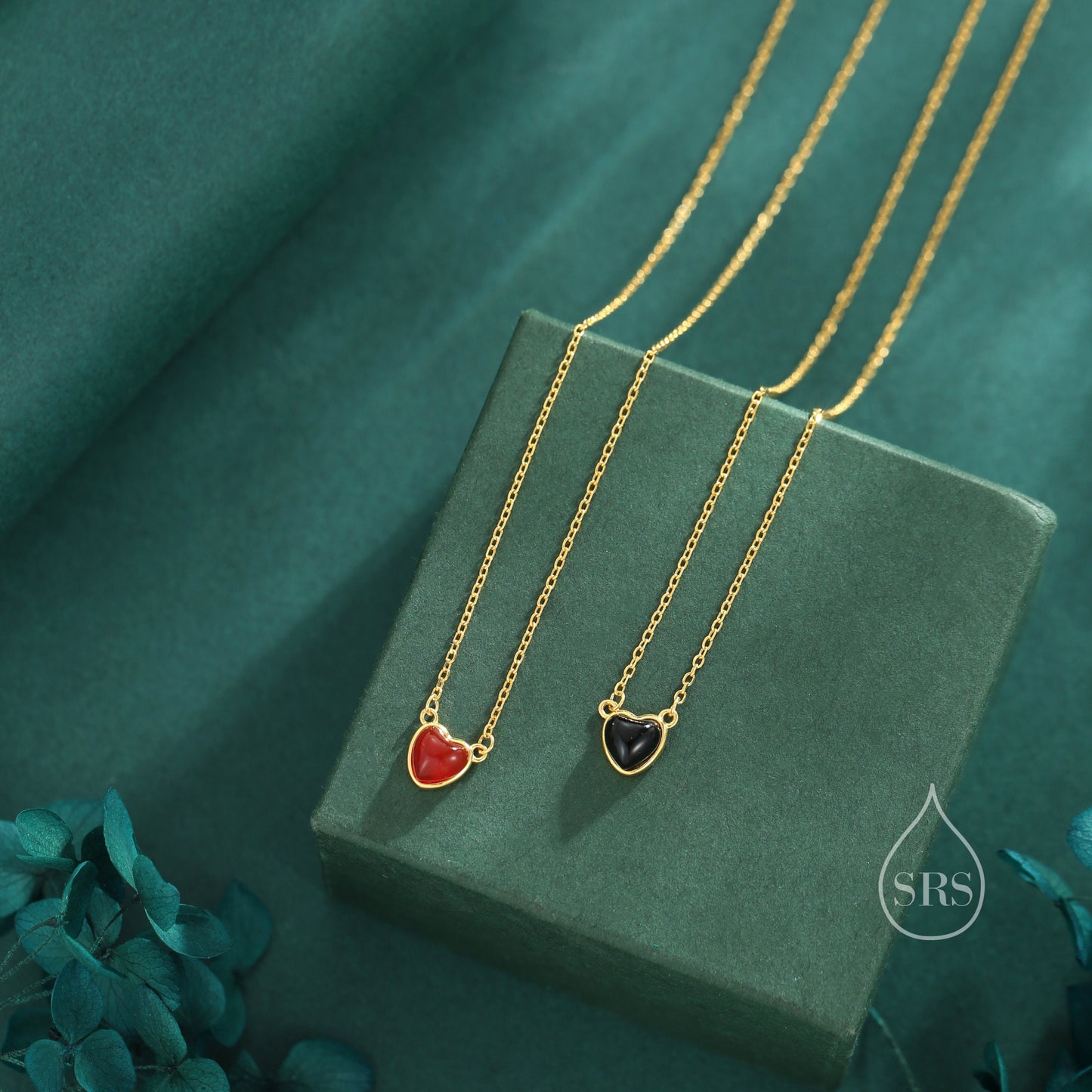 Genuine Red Onyx Heart Pendant Necklace in Sterling Silver, Silver or Gold, Natural Red Onyx Necklace, Red Carnelian Heart Pendant