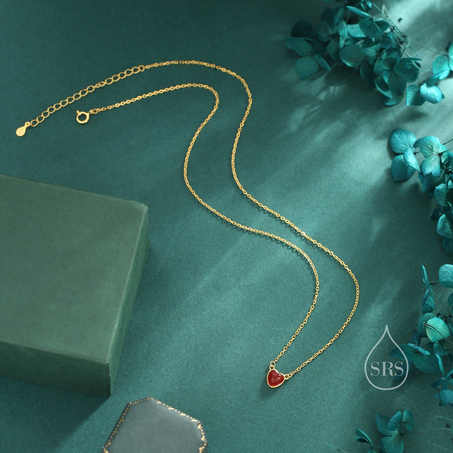 Genuine Red Onyx Heart Pendant Necklace in Sterling Silver, Silver or Gold, Natural Red Onyx Necklace, Red Carnelian Heart Pendant