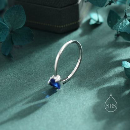 Toi et Moi Pear Cut Sapphire Blue CZ Open Ring in Sterling Silver, Adjustable Size, Sapphire Blue CZ Double Stone Ring, Pear Cut Ring