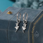 Bat Wing Huggie Hoop Earrings in Sterling Silver, Silver or Gold or Rose Gold, Demon Wing Earrings, Devil Wing Earrings, Detachable