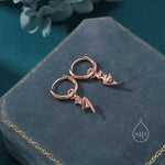 Bat Wing Huggie Hoop Earrings in Sterling Silver, Silver or Gold or Rose Gold, Demon Wing Earrings, Devil Wing Earrings, Detachable