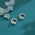 Hydrangea Flower Bouquet CZ Huggie Hoop Earrings in Sterling Silver, Silver or Gold or Rose Gold, CZ Hoops, Flower Hoops, Dainty CZ Hoops
