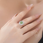 Sterling Silver Vintage Inspired Green Jade Ring, Adjustable Size, Natural Green Jasper Jade Ring, Vintage Style Jade Ring