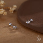 Moonstone Planet Screw Back Earrings in Sterling Silver, Lab Moonstone Planet Earrings, Opal Saturn Earrings