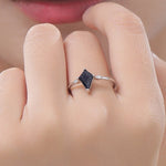 1 Carat Rhombus Cut Blue Sandstone Ring in Sterling Silver, Kite Shape Blue Sandstone Ring, US 5-8