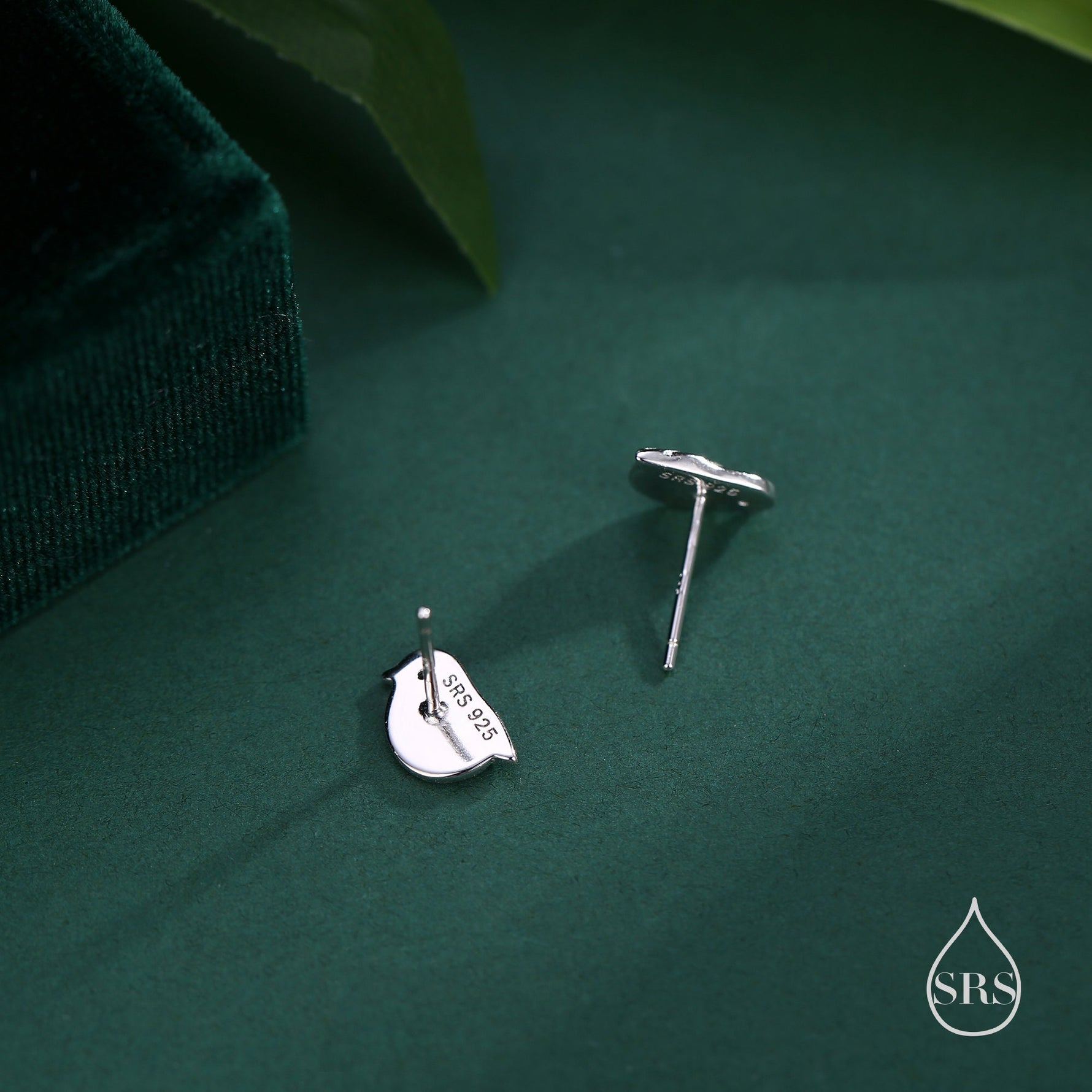Baby Robin Bird Stud Earrings in Sterling Silver, Part Rose Gold Coating, Cute British Bird Earrings, Nature Inspired Animal Earrings