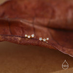 Tiny CZ Trio 16G Internally Threaded Flat Back Earrings in Sterling Silver