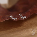 Tiny CZ Trio 16G Internally Threaded Flat Back Earrings in Sterling Silver