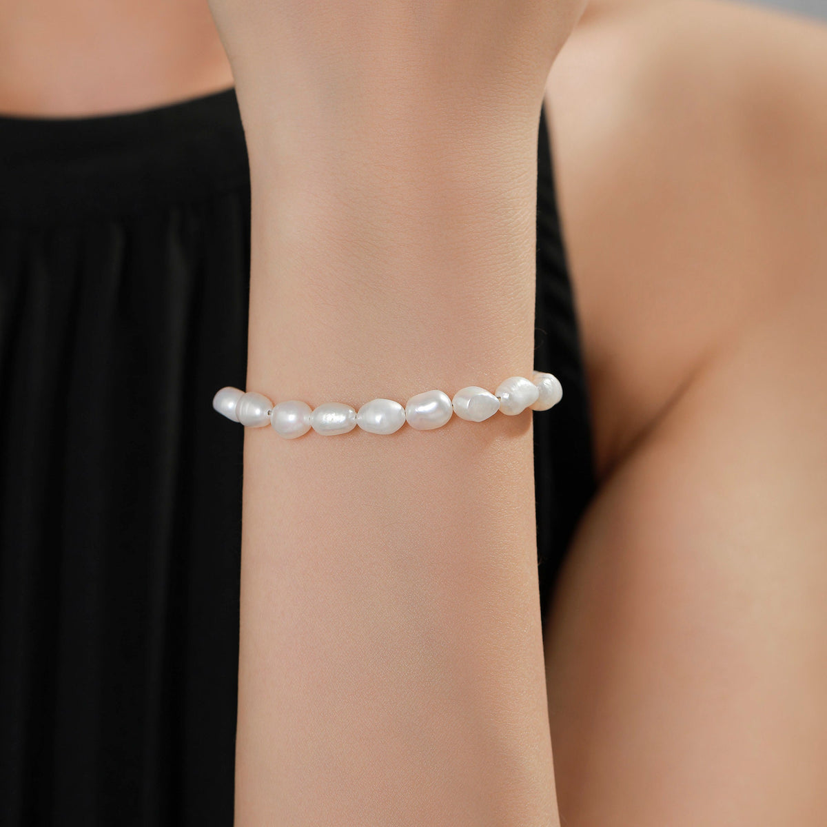 Sterling Silver Freshwater Baroque Pearl Slider Bracelet, Silver or Gold or Rose Gold, Genuine Fresh Water Pearls, Natural Pearl Bracelet