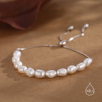 Sterling Silver Freshwater Baroque Pearl Slider Bracelet, Silver or Gold or Rose Gold, Genuine Fresh Water Pearls, Natural Pearl Bracelet