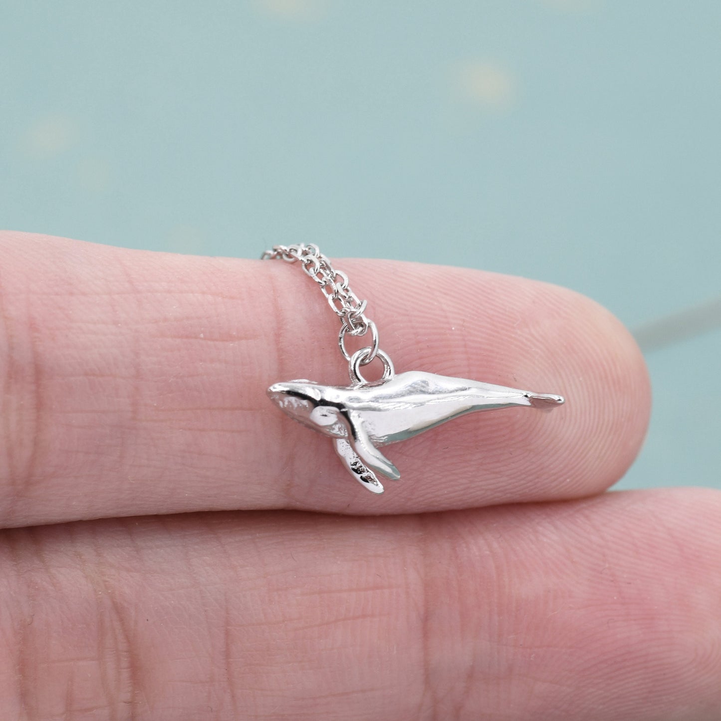 Tiny 3D Whale Pendant Necklace in Sterling Silver, Silver or Gold or Rose Gold Finish, Dainty Whale Fish Necklace, Whale Necklace