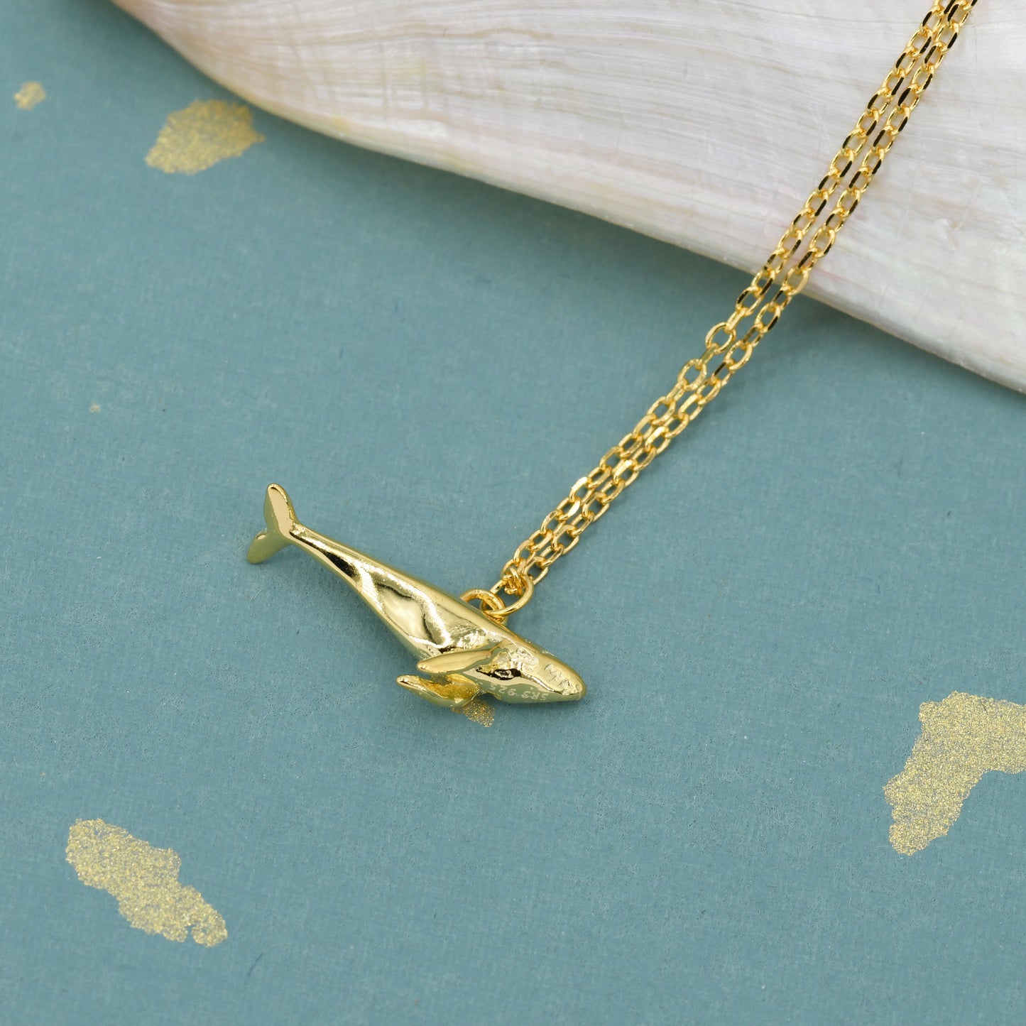 Tiny 3D Whale Pendant Necklace in Sterling Silver, Silver or Gold or Rose Gold Finish, Dainty Whale Fish Necklace, Whale Necklace