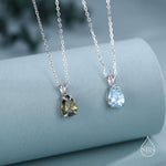 Aquamarine Blue Pear Cut CZ Pendant Necklace in Sterling Silver, 7 x 9mm, Sky Blue Droplet necklace, Diamond CZ