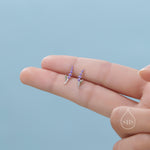 Super Tiny Sterling Silver Lavender Stud Earrings, Handpainted Enamel Lavender Earrings, Silver or Gold, Purple Lavender Earrings