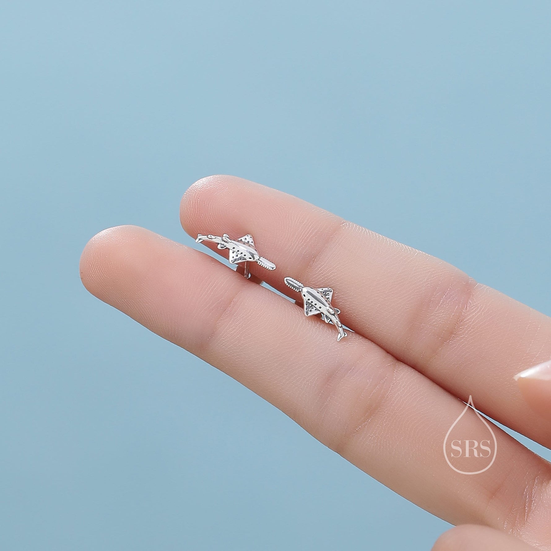 Very Tiny Sawtooth Shark Stud Earrings in Sterling Silver, Silver or Gold or Rose Gold, Cute Sawtooth Shark Earrings