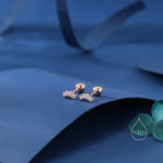 Extra Tiny Curved Bar CZ Stud Earrings / Screw Back Earrings in Sterling Silver, Silver or Gold, Geometric Tiny Three Star CZ Earrings