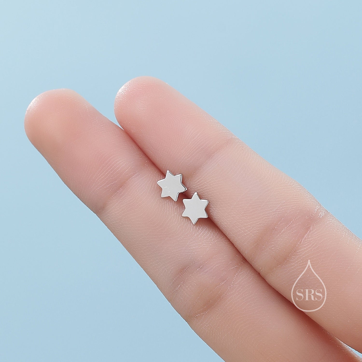 Sterling Silver Minimalist Star of David Star Stud Earrings,  Silver, Gold or Rose Gold, Simple Star Earrings,  Dainty Star Earrings