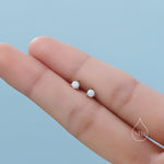White Opal Internally Threaded Flat Back /Screw back/ Stud Earrings in Sterling Silver, Silver or Gold, Opal Three Prong Earrings