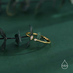CZ Marquise Open Ring in Sterling Silver, Silver or Gold, Adjustable, Geometric Minimalist CZ Ring