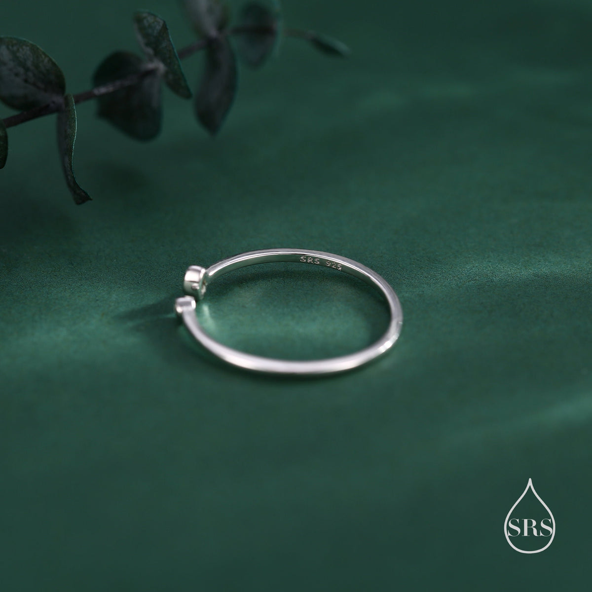CZ Marquise Open Ring in Sterling Silver, Silver or Gold, Adjustable, Geometric Minimalist CZ Ring