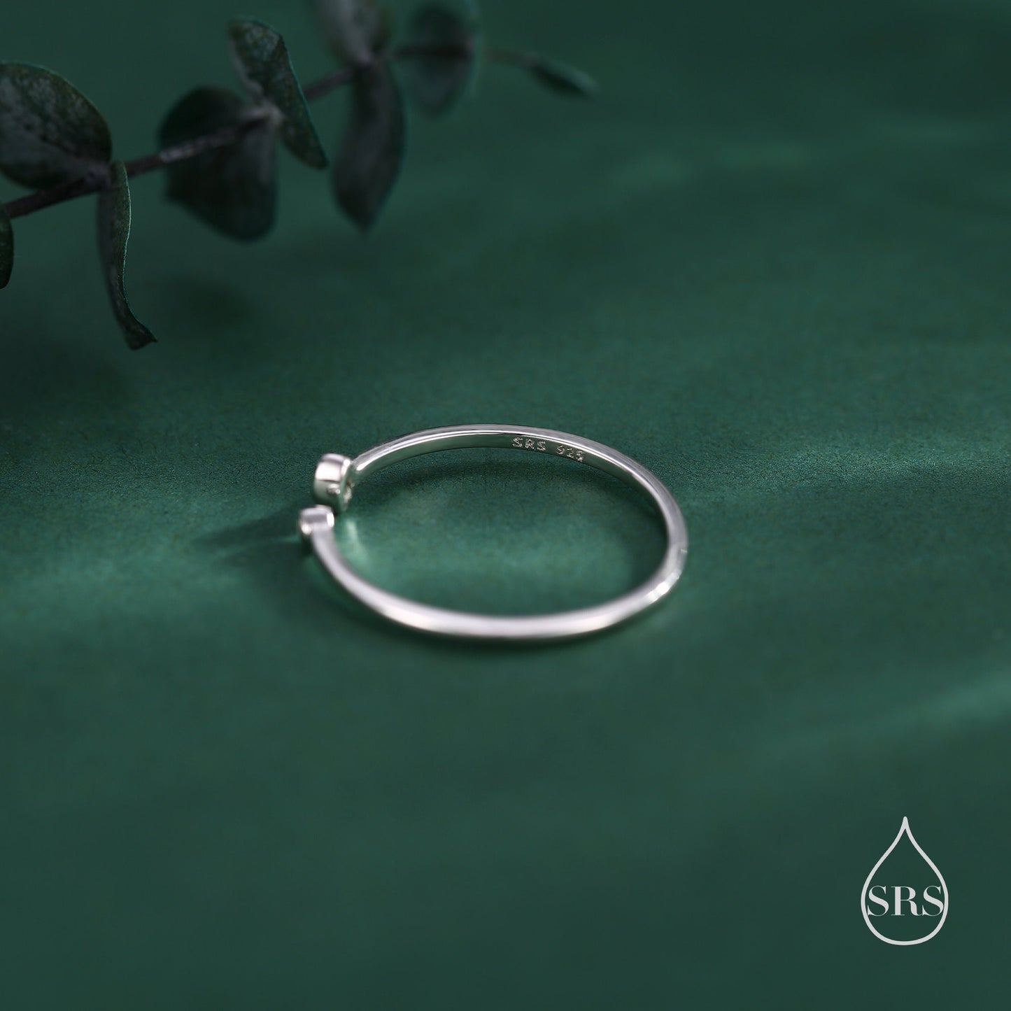 CZ Marquise Open Ring in Sterling Silver, Silver or Gold, Adjustable, Geometric Minimalist CZ Ring