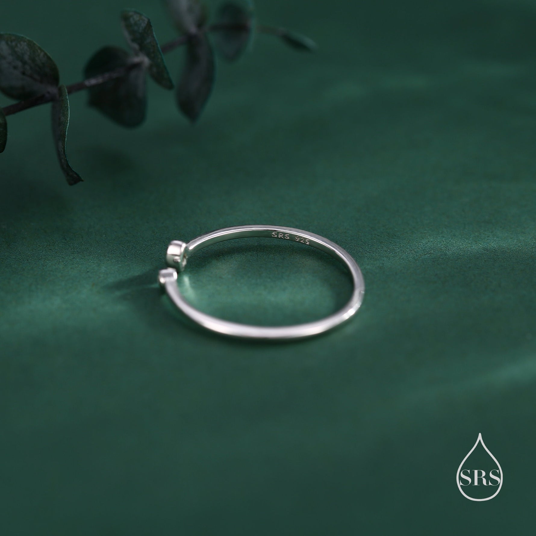 CZ Marquise Open Ring in Sterling Silver, Silver or Gold, Adjustable, Geometric Minimalist CZ Ring