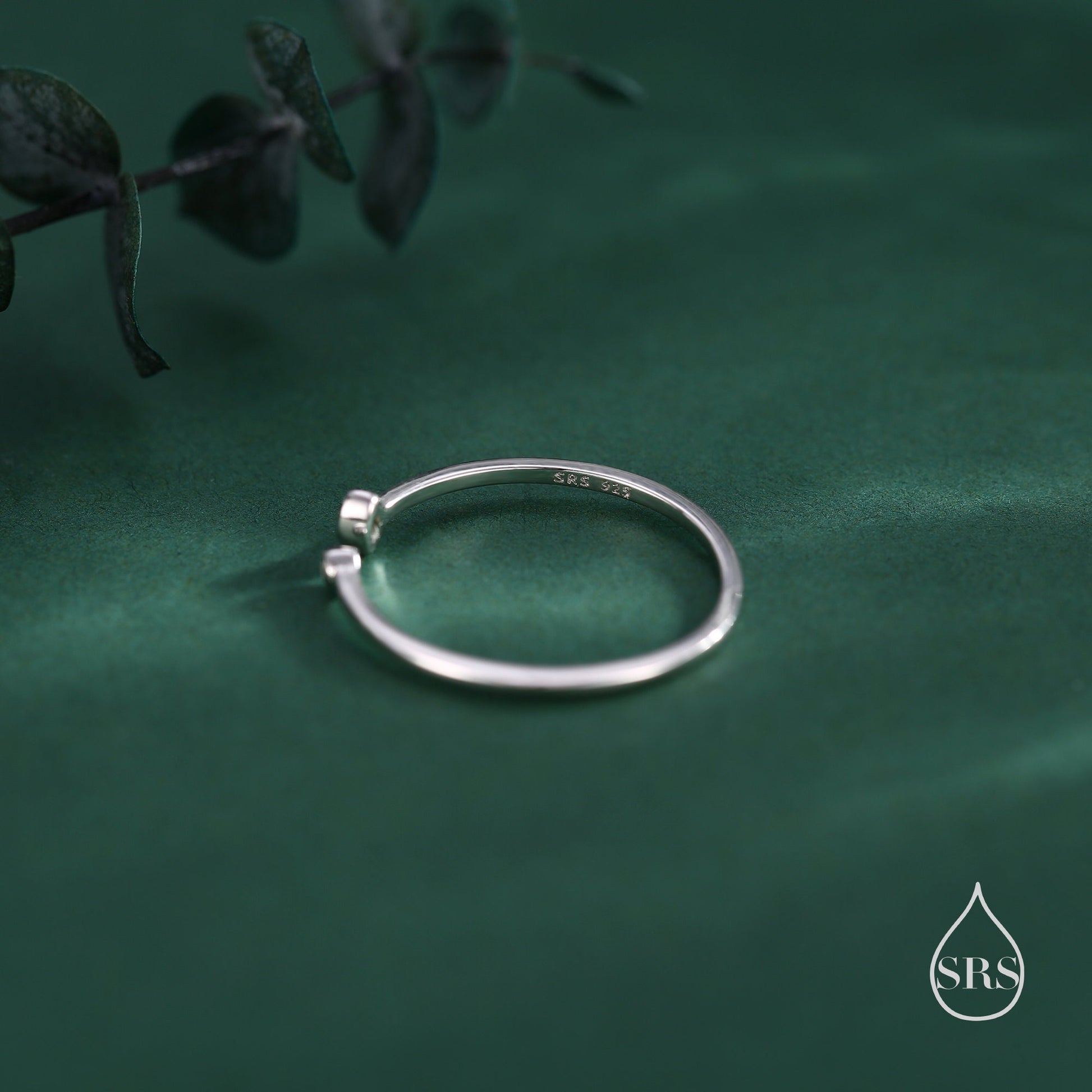 CZ Marquise Open Ring in Sterling Silver, Silver or Gold, Adjustable, Geometric Minimalist CZ Ring