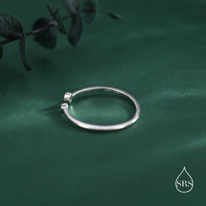 CZ Marquise Open Ring in Sterling Silver, Silver or Gold, Adjustable, Geometric Minimalist CZ Ring